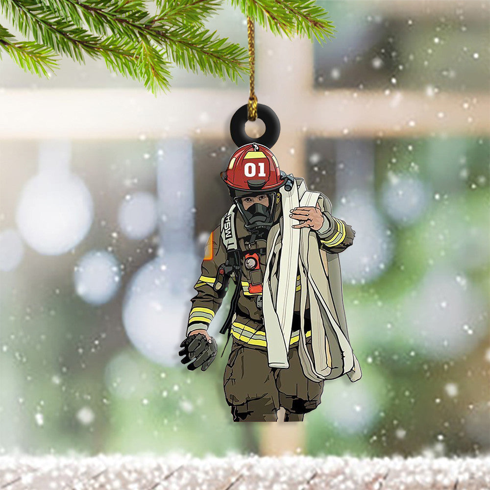 01 Fireman Ornament Proud American Firefighter Ornament Hanging Christmas Decorations - Madebymun