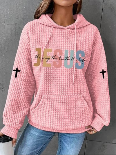 Casual Jesus Truth Plaid Hoodie Christian Faith Pullover Sweatshirt for Men and Women Religious Gift