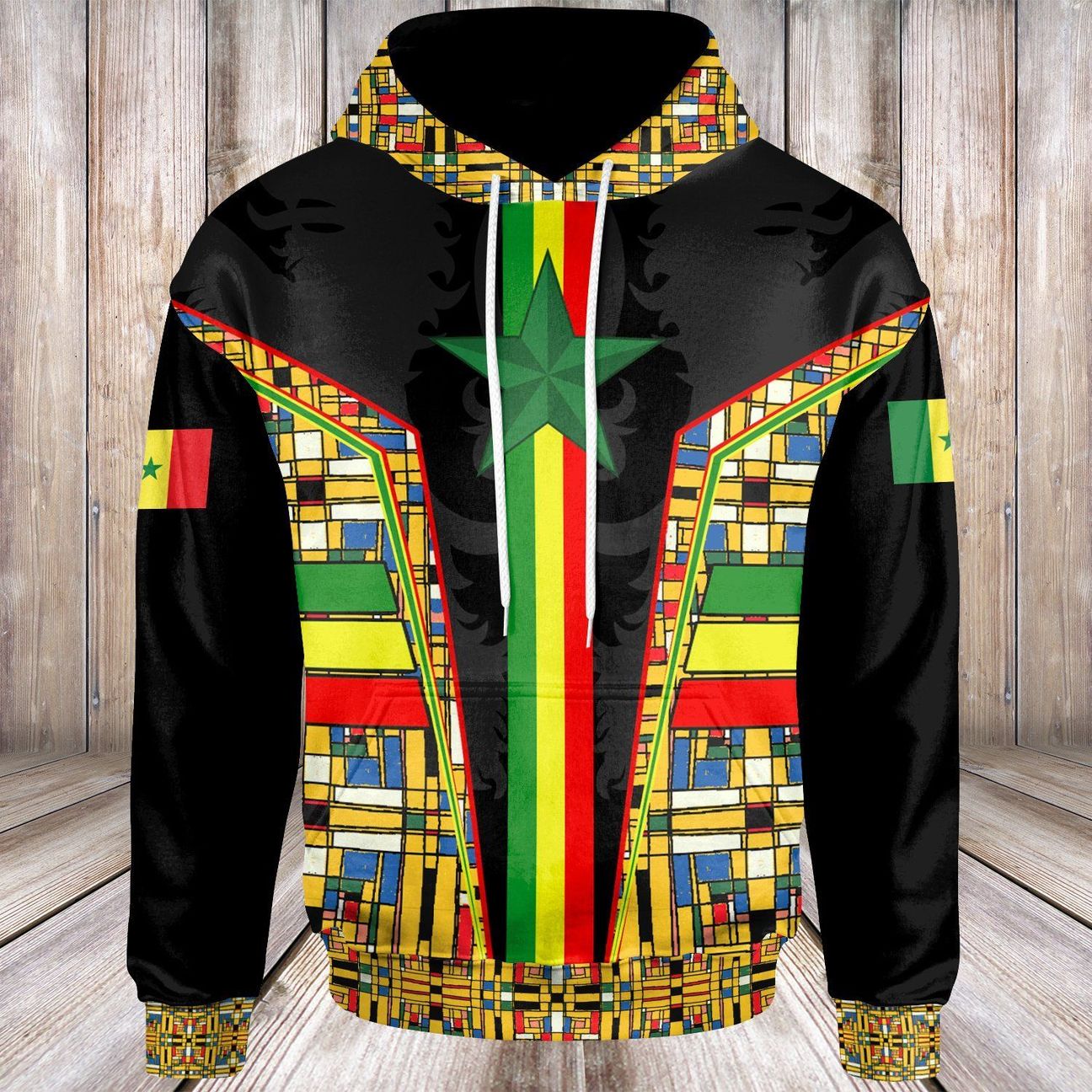 Senegal Hoodie Senegal Flag Color and Coat Of Arm RLT6