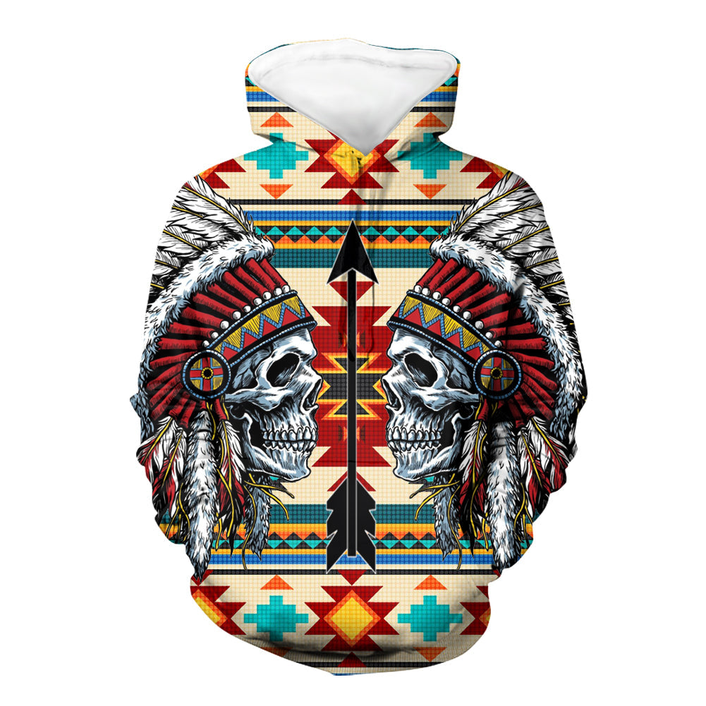 Skull Chief Native American 3D Hoodie LT10