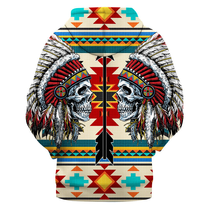 Skull Chief Native American 3D Hoodie LT10