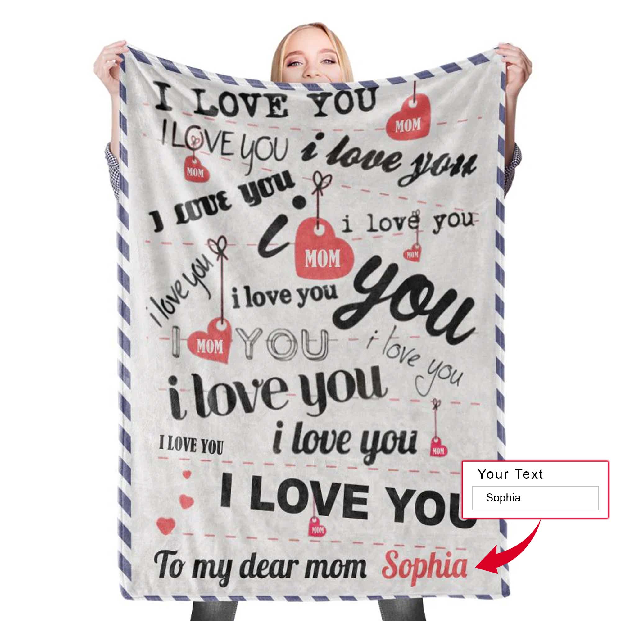 Gift For Mom Personalized Blanket - Custom Name, Letter Blanket - Best Gift For Mother's Day Blanket, Presents For Mom, Mother in Law