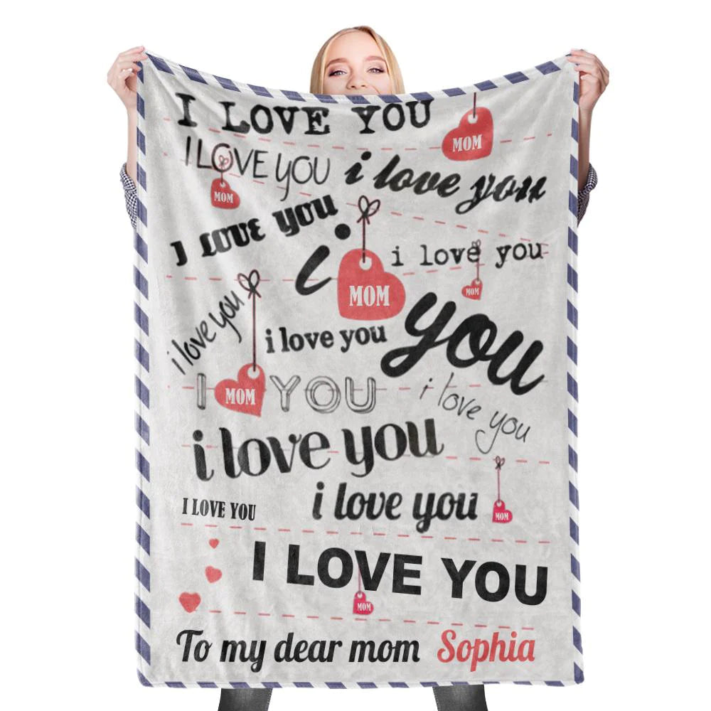 Gift For Mom Personalized Blanket - Custom Name, Letter Blanket - Best Gift For Mother's Day Blanket, Presents For Mom, Mother in Law
