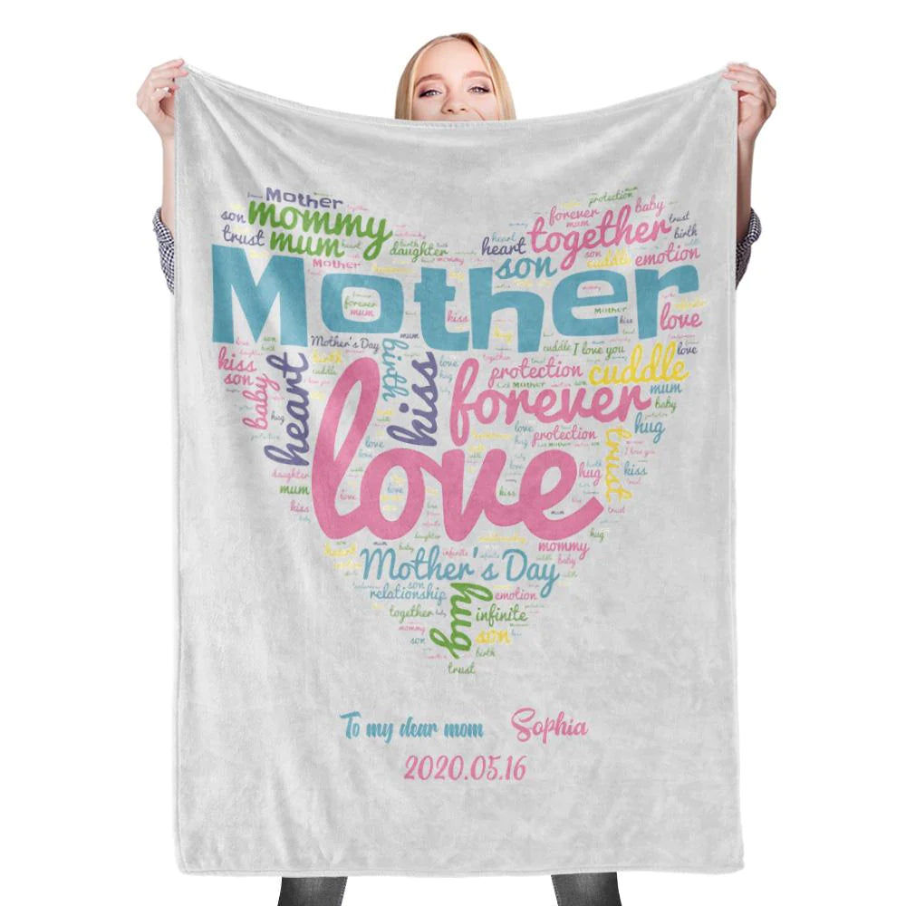 Gift For Mom Personalized Blanket - Custom Name, Heart Blanket - Best Gift For Mother's Day Blanket, Presents For Mom, Mother in Law