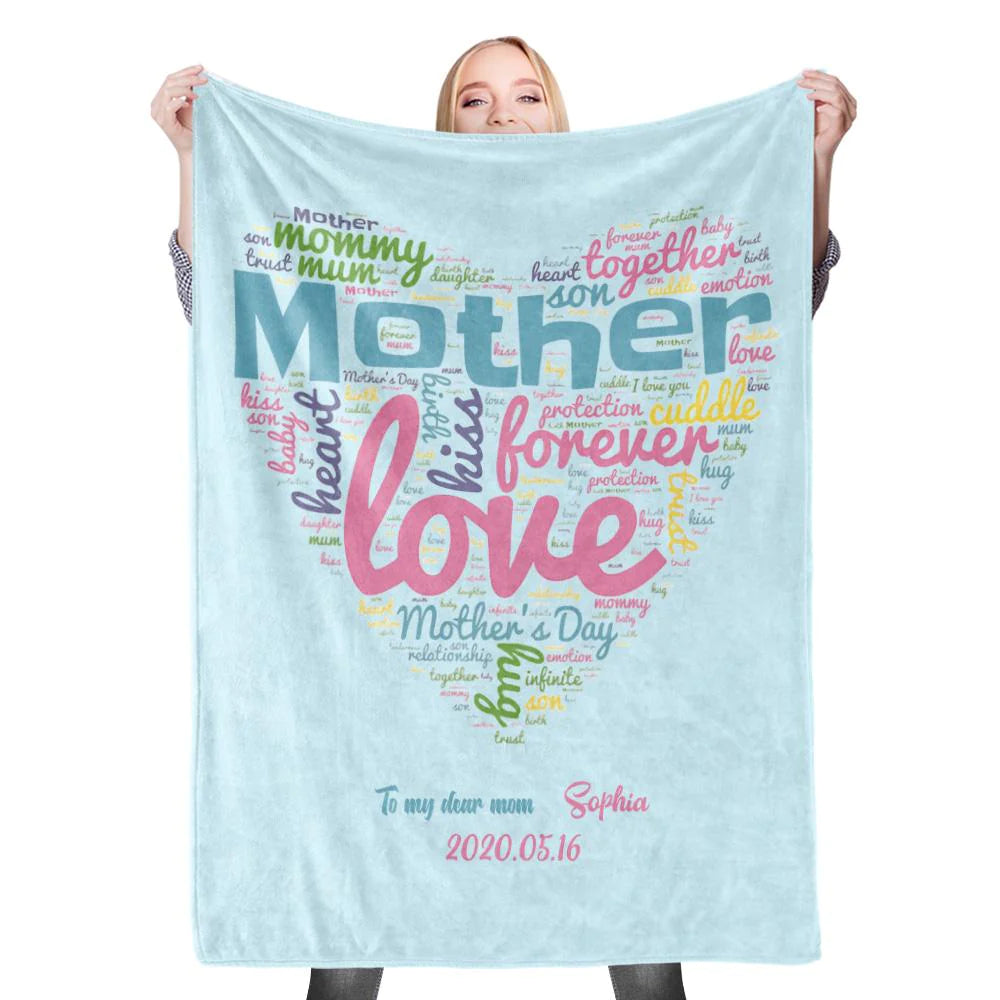 Gift For Mom Personalized Blanket - Custom Name, Heart Blanket - Best Gift For Mother's Day Blanket, Presents For Mom, Mother in Law