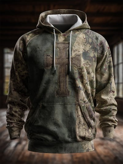 Vintage Faith American Flag Camo Hoodie Patriotic Christian USA Pullover Sweatshirt Freedom Gift