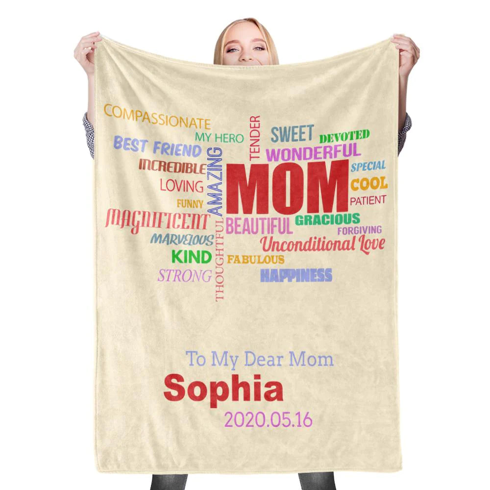 Gift For Mom Personalized Blanket - Custom Name Blanket - Best Gift For Mother's Day Blanket, Presents For Mom, Mother in Law - To My Dear Mom Blanket