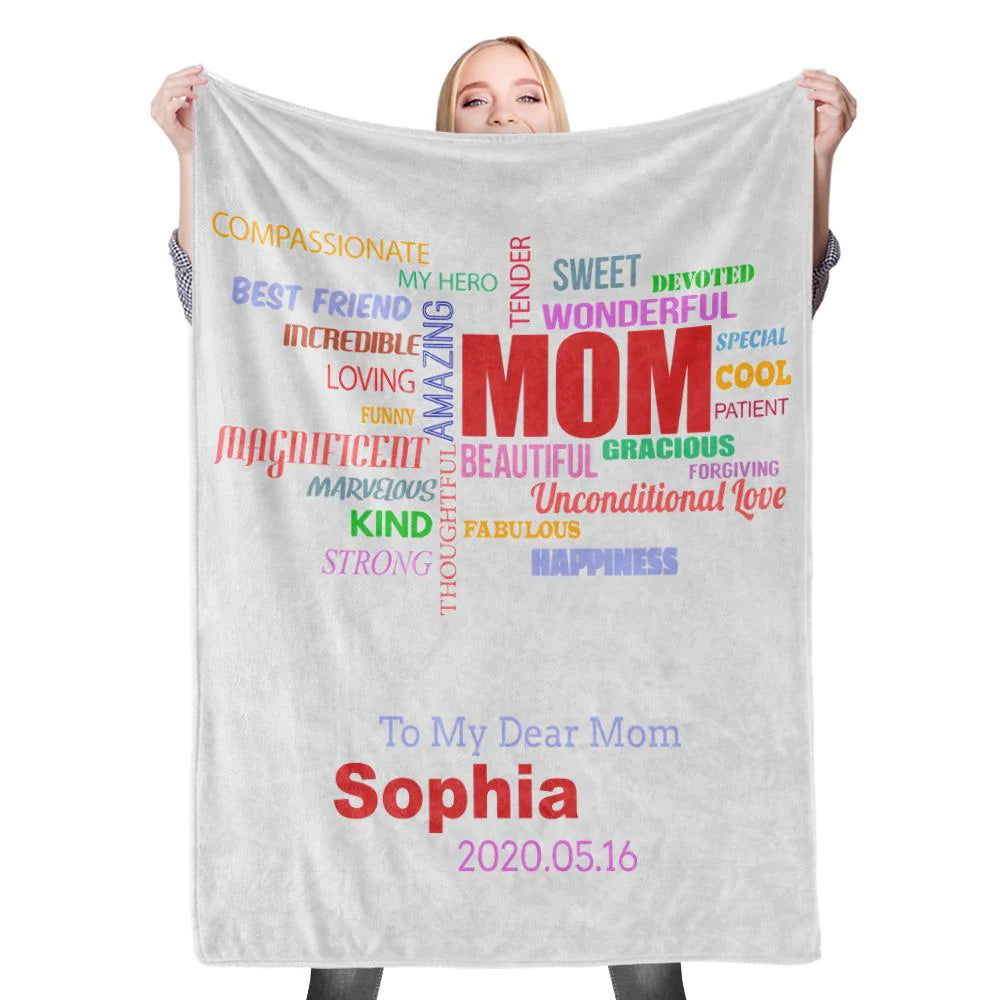 Gift For Mom Personalized Blanket - Custom Name Blanket - Best Gift For Mother's Day Blanket, Presents For Mom, Mother in Law - To My Dear Mom Blanket