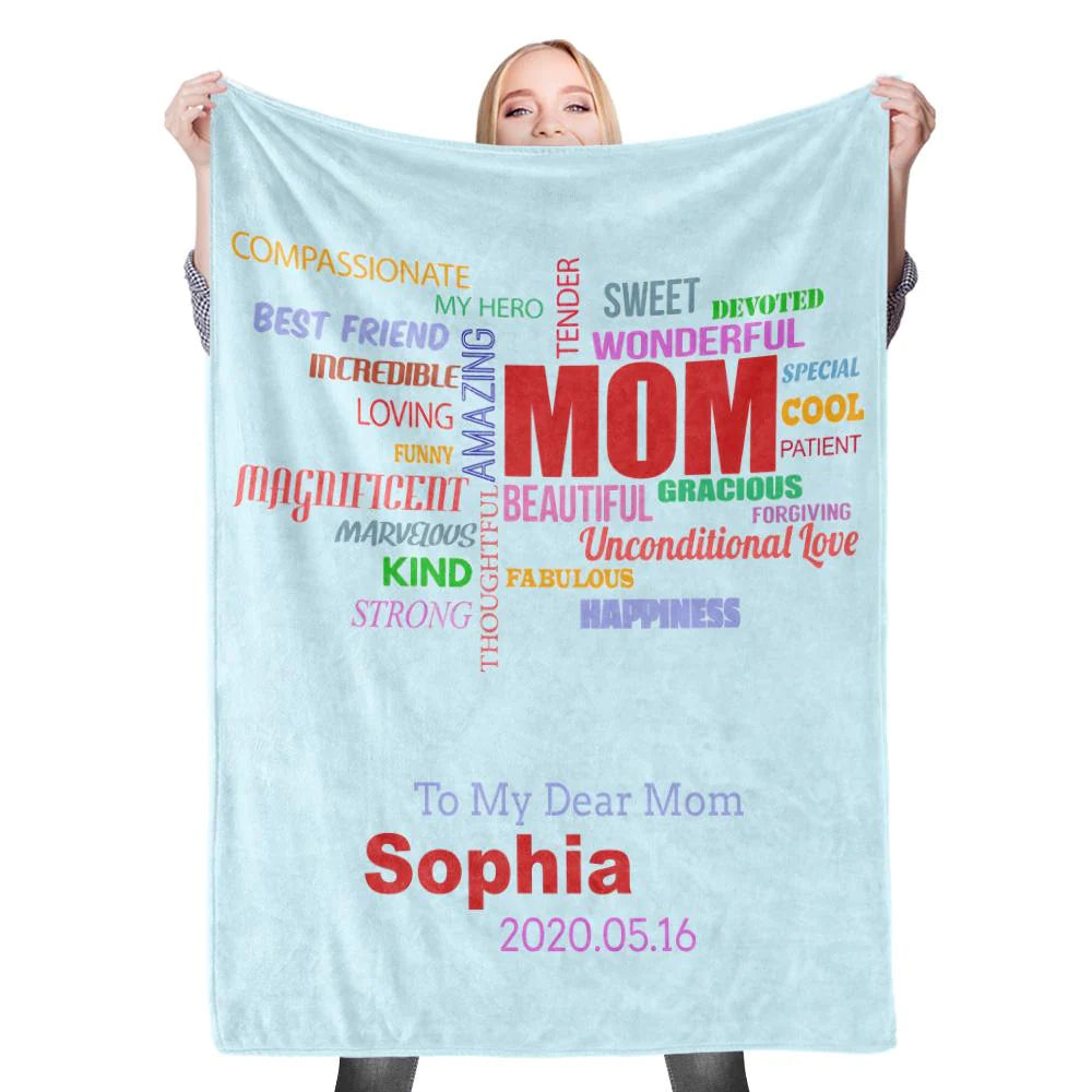 Gift For Mom Personalized Blanket - Custom Name Blanket - Best Gift For Mother's Day Blanket, Presents For Mom, Mother in Law - To My Dear Mom Blanket