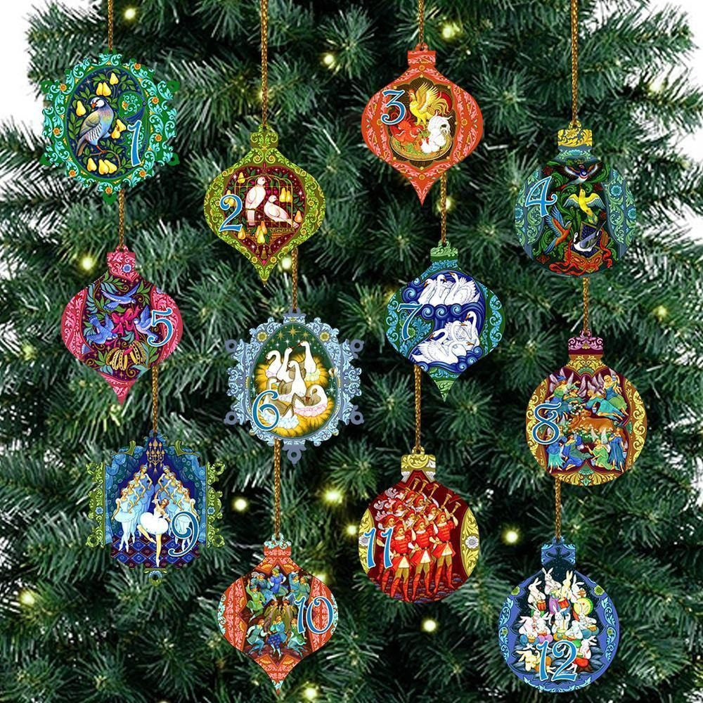 12 Piece Days Of Christmas Ornament Set Hanging Ornament Tree Annual Event Christmas Ornament - Madebymun