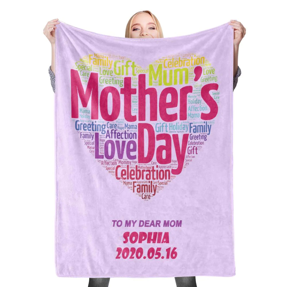Gift For Mom Personalized Blanket - Custom Name, Heart, To My Dear Mom Blanket - Best Gift For Mother's Day Blanket, Presents For Mom, Mother in Law