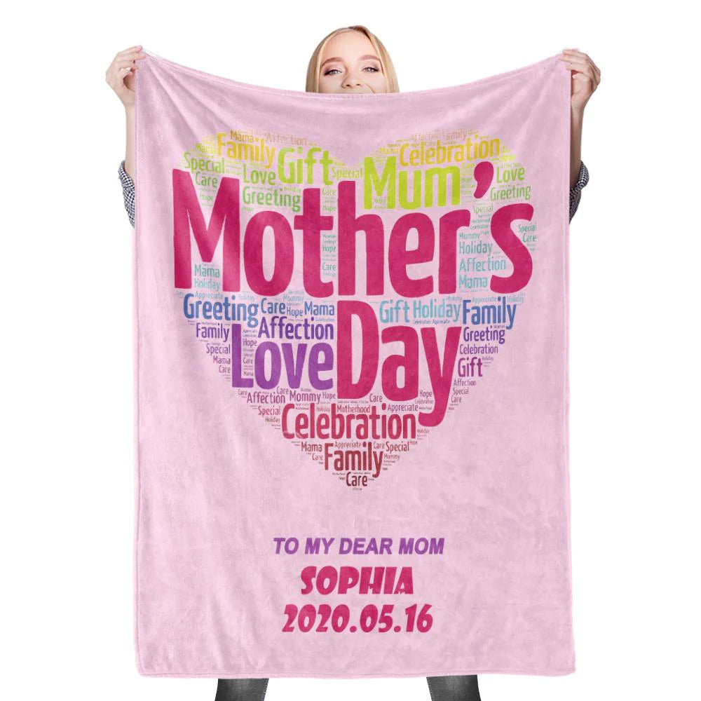 Gift For Mom Personalized Blanket - Custom Name, Heart, To My Dear Mom Blanket - Best Gift For Mother's Day Blanket, Presents For Mom, Mother in Law