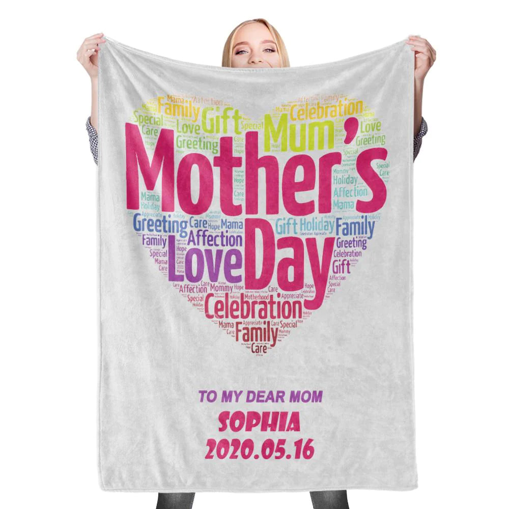 Gift For Mom Personalized Blanket - Custom Name, Heart, To My Dear Mom Blanket - Best Gift For Mother's Day Blanket, Presents For Mom, Mother in Law
