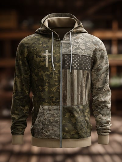 Vintage Casual Faith American Flag Zip Hoodie USA Patriotic Christian Pullover Sweatshirt Gift for Men and Women