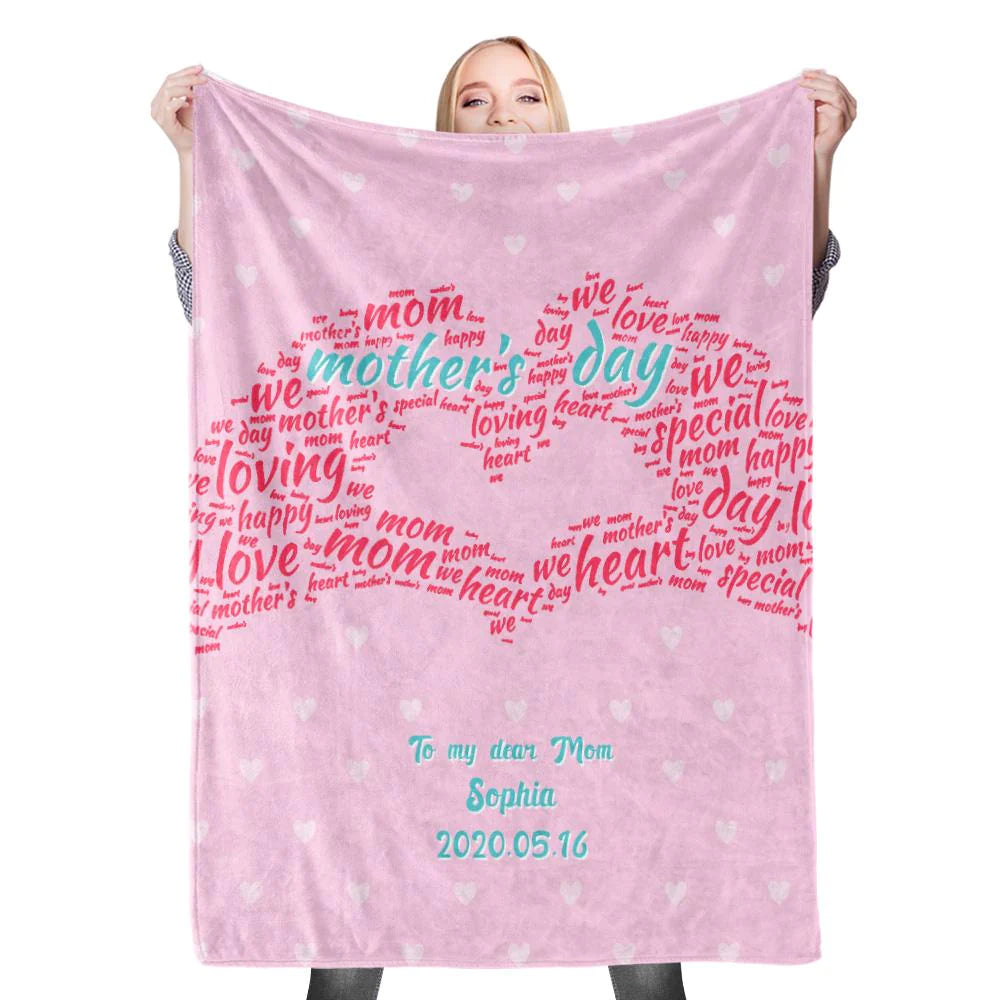 Gift For Mom Personalized Blanket - Custom Name, Heart Hand, To My Dear Mom Blanket - Best Gift For Mother's Day Blanket, Presents For Mom, Mother-in-Law