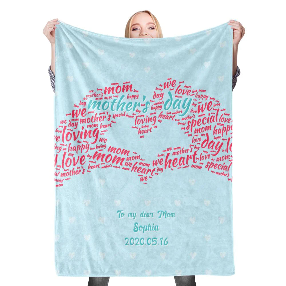 Gift For Mom Personalized Blanket - Custom Name, Heart Hand, To My Dear Mom Blanket - Best Gift For Mother's Day Blanket, Presents For Mom, Mother-in-Law