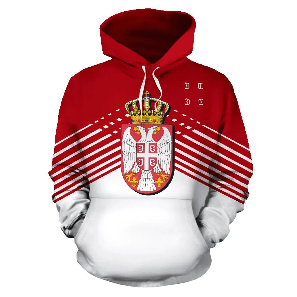 Serbia Sport Flag Hoodie Stripes Style 01 RLT7