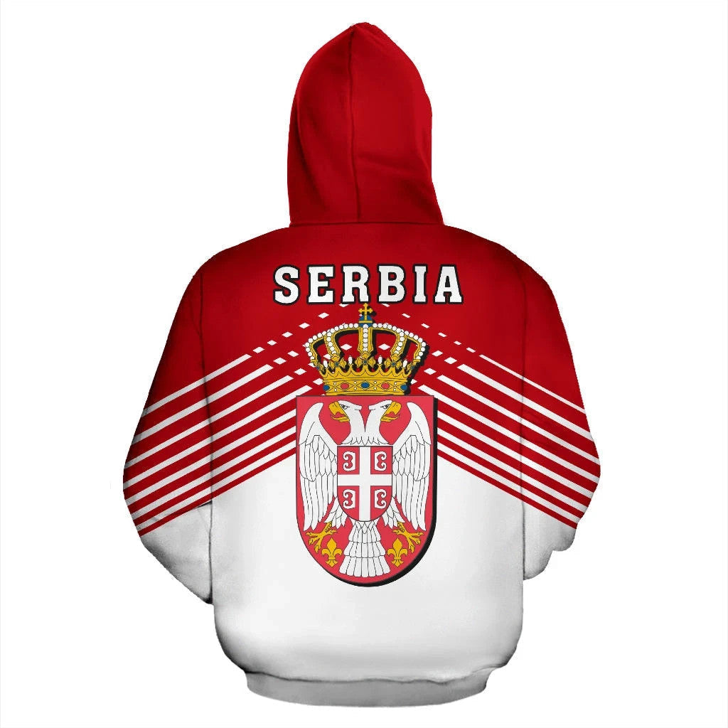 Serbia Sport Flag Hoodie Stripes Style 01 RLT7