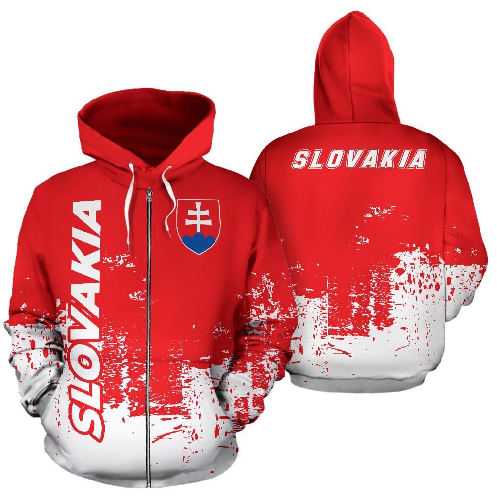 Slovakia All Over Zip Up Hoodie Smudge Style RLT13