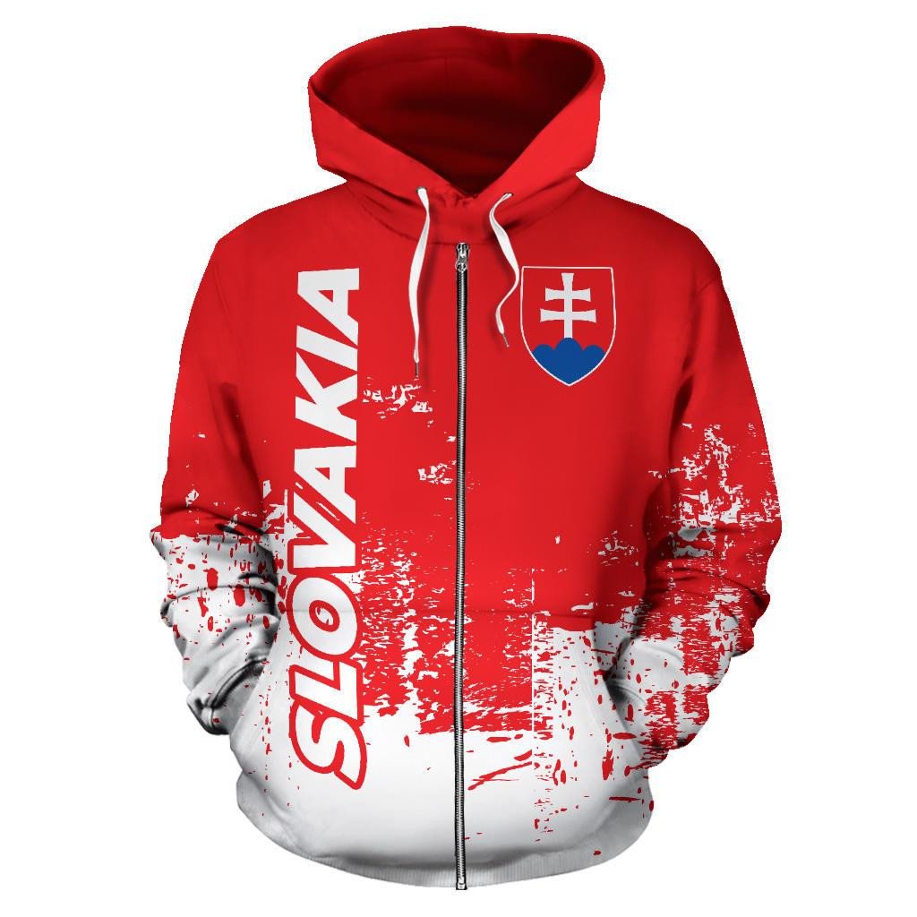 Slovakia All Over Zip Up Hoodie Smudge Style RLT13