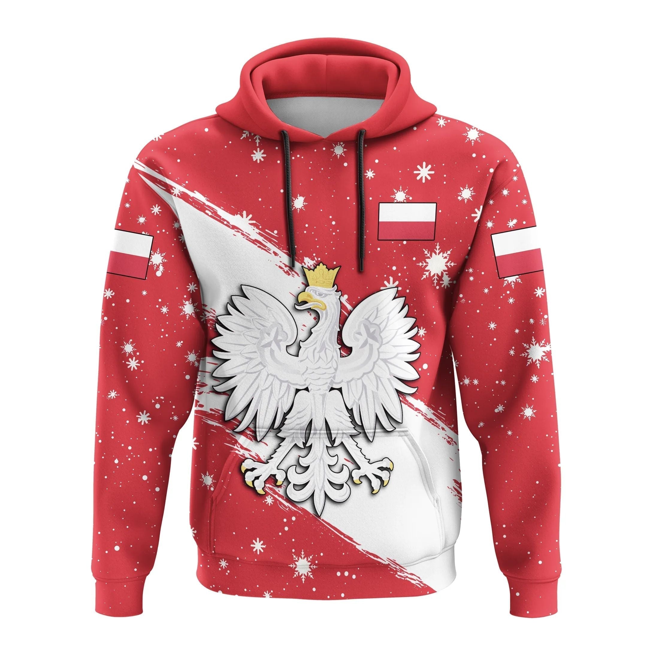 Poland Coat Of Arms Flag Brush Hoodie RLT7