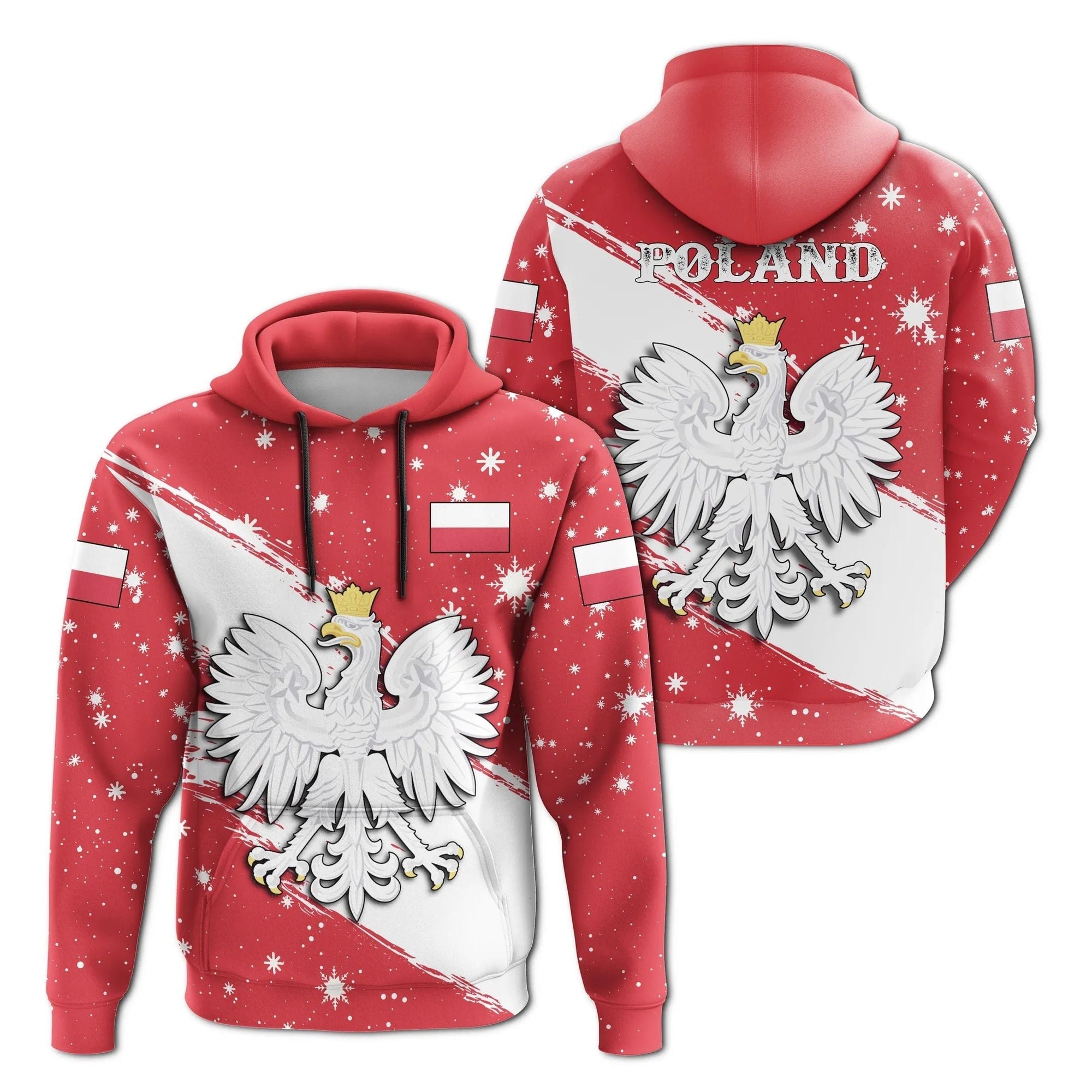 Poland Coat Of Arms Flag Brush Hoodie RLT7