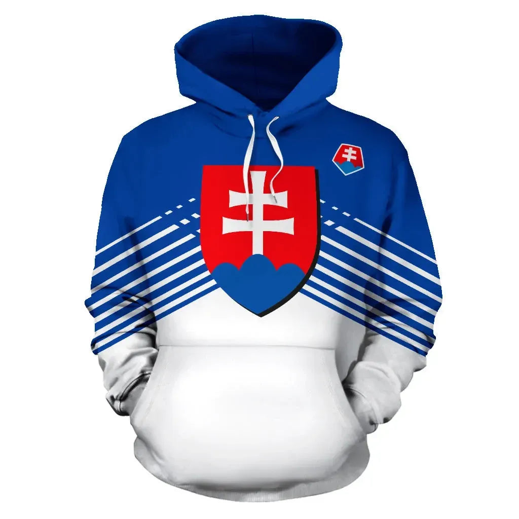 Slovakia Sport Flag Hoodie Stripes Style 01 RLT13