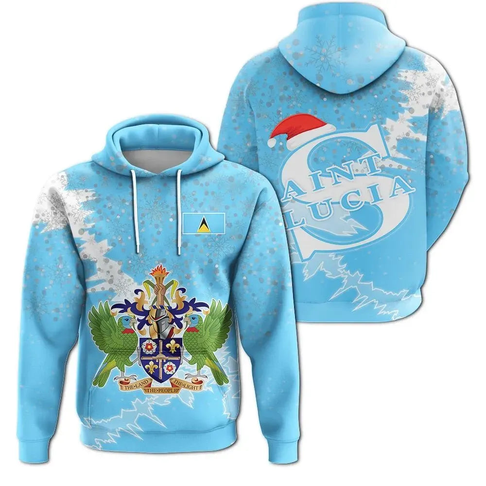 Saint Lucia Christmas Hoodie Coat Of Arms X Style8 RLT6