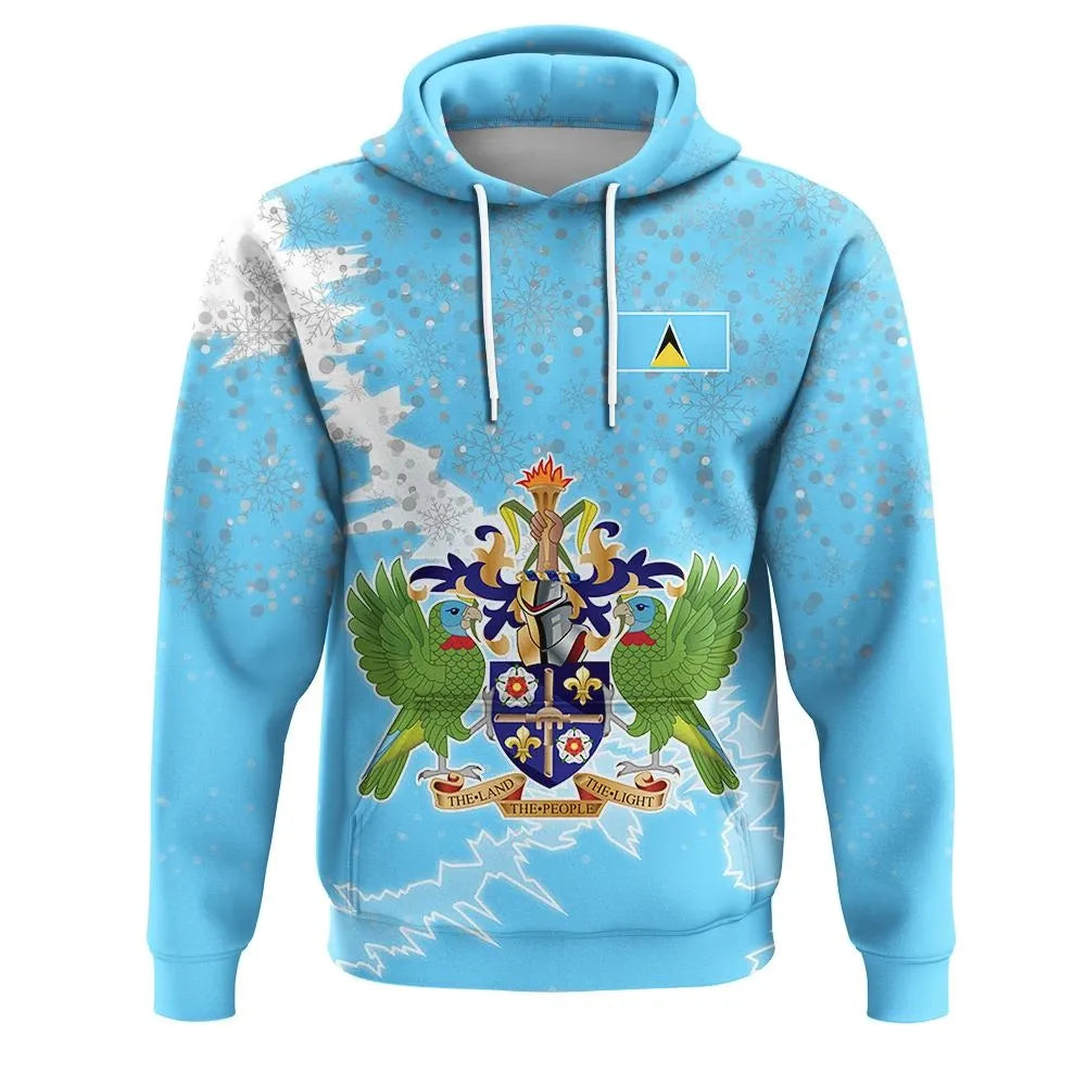 Saint Lucia Christmas Hoodie Coat Of Arms X Style8 RLT6