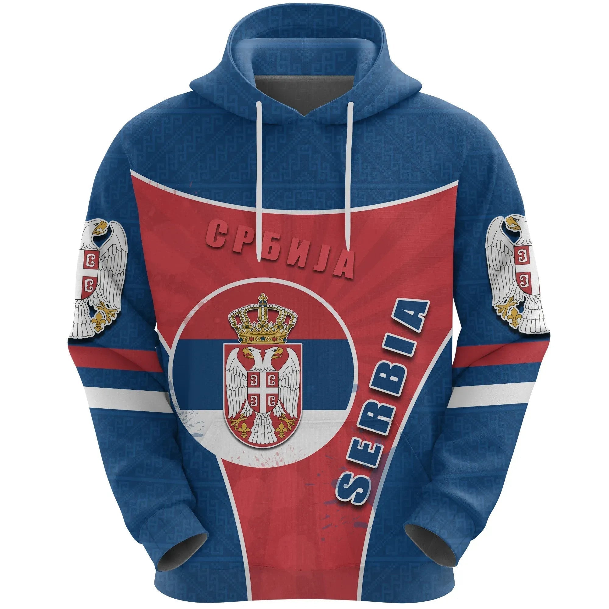 Serbia Hoodie Circle Stripes Flag Pattern RLT7