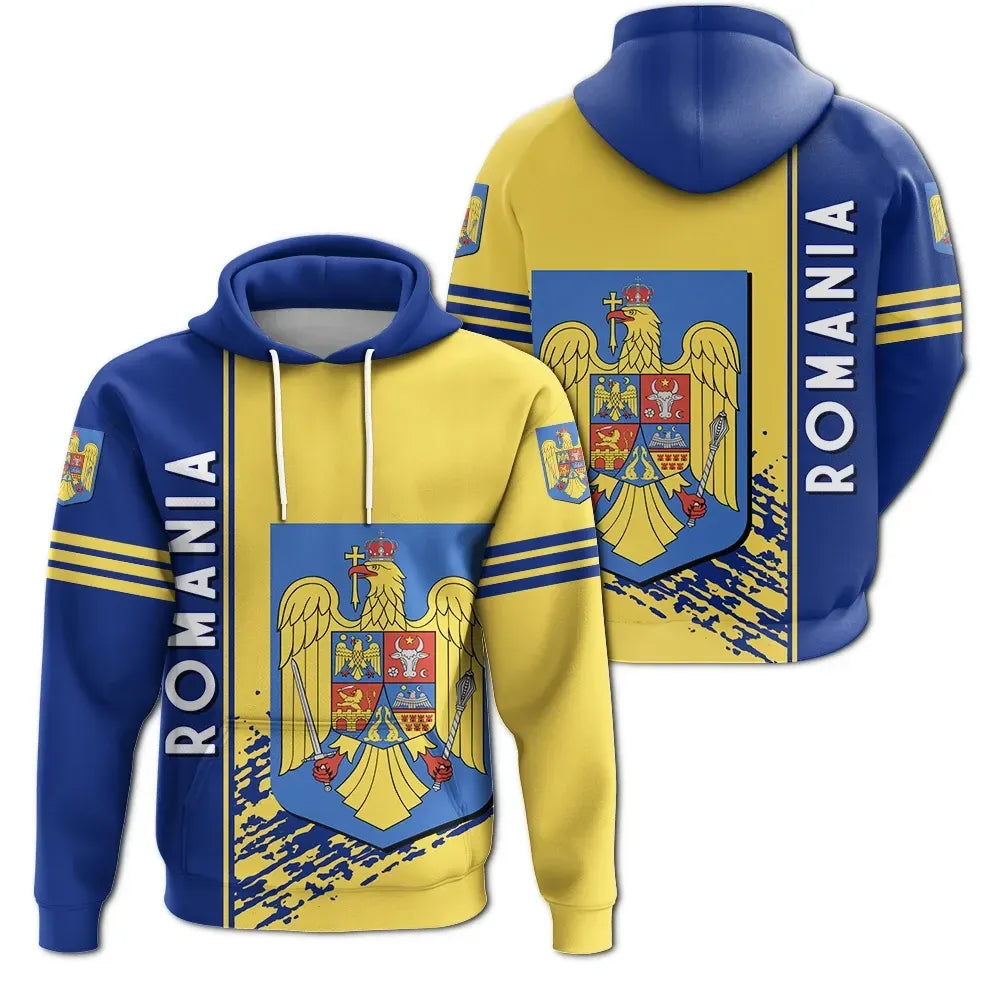 Romania Hoodie Coat Of Arms Quarter Style Ver 2 RLT13