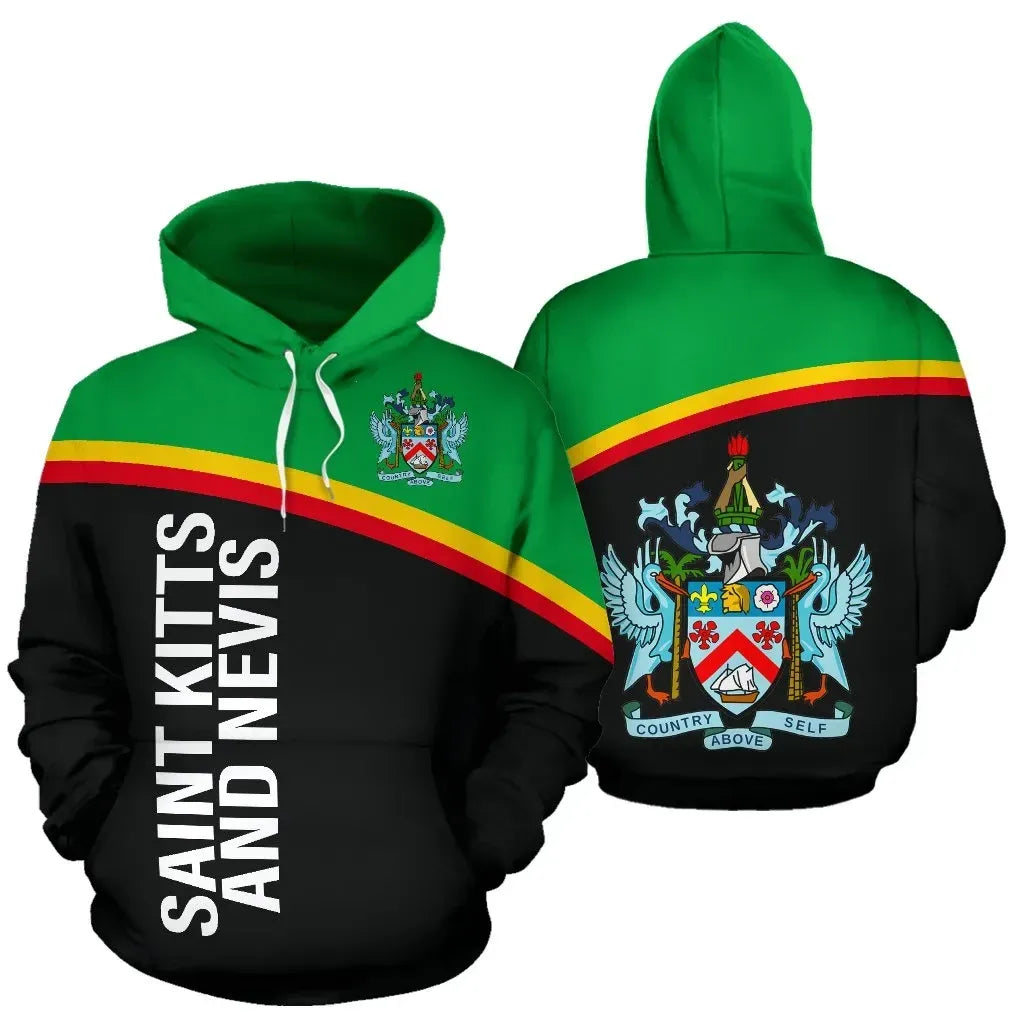 Saint Kitts and Nevis All Over Hoodie Curve Style RLT6