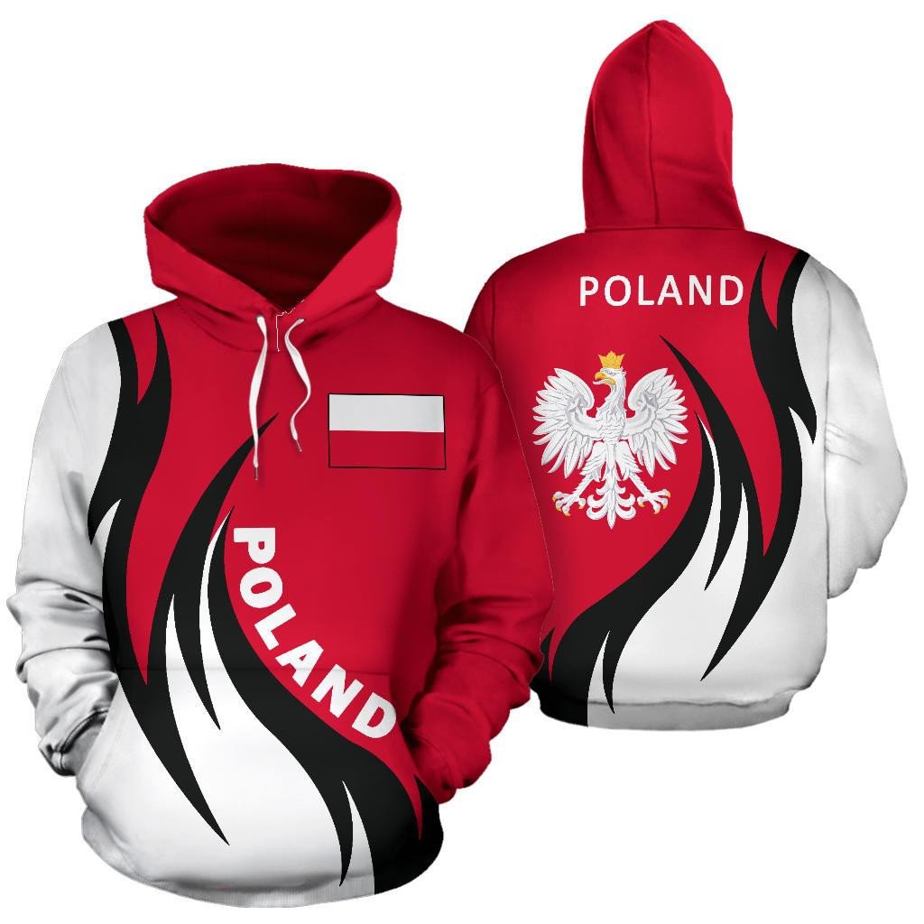 Poland Hoodie Coat Of Arms Fire Style RLT7