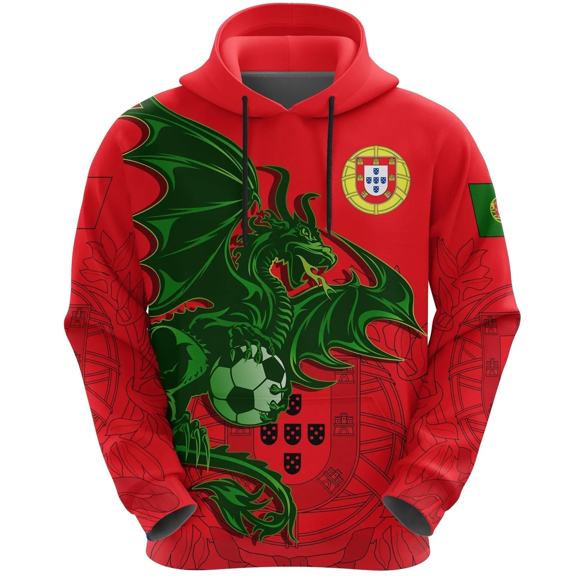 Portugal Football Dragon Green Hoodie RLT7