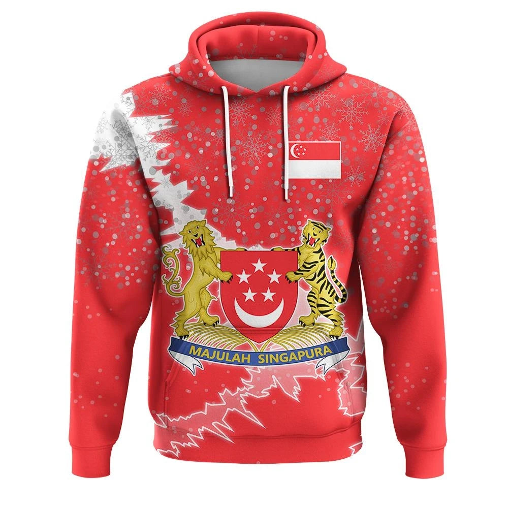 Singapore Christmas Hoodie Coat Of Arms X Style RLT13
