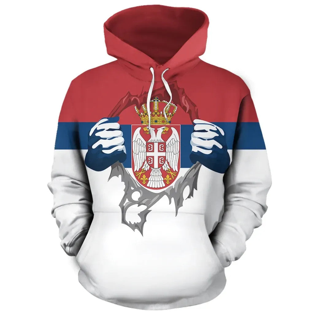 Serbia Superhero Pullover Hoodie RLT7