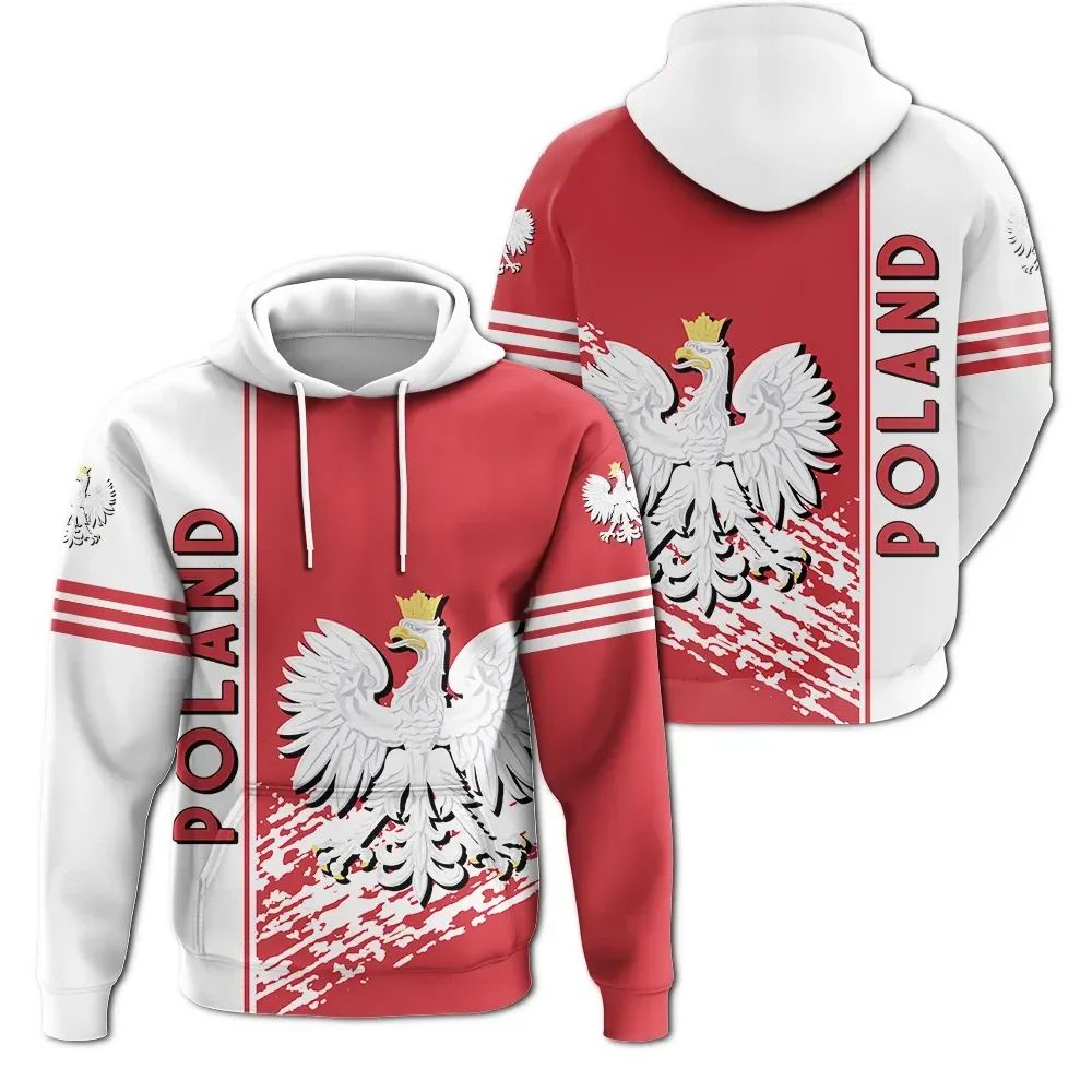 Poland Hoodie Coat Of Arms Quarter Style RLT7