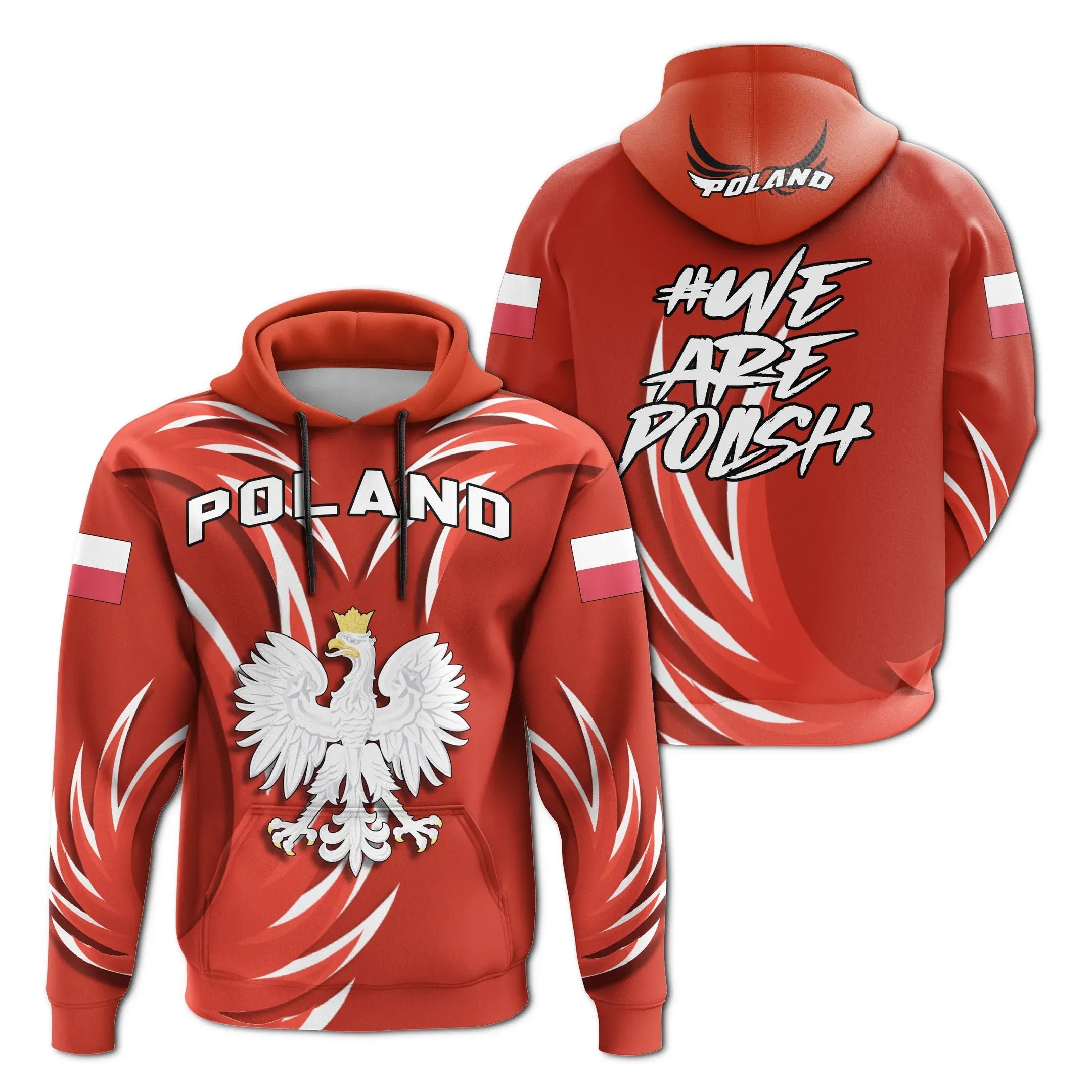 Poland Coat Of Arms Flag Hoodie Wings Style RLT7