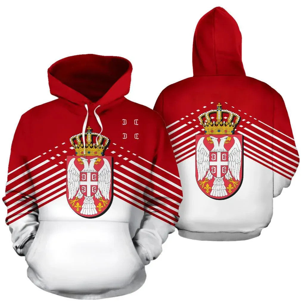 Serbia Sport Flag Hoodie Stripes Style 012 RLT7