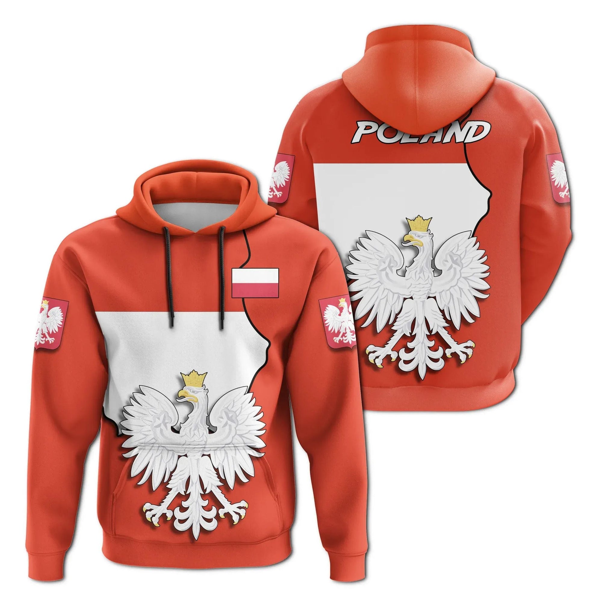 Poland Map Coat Of Arms Flag Hoodie RLT7