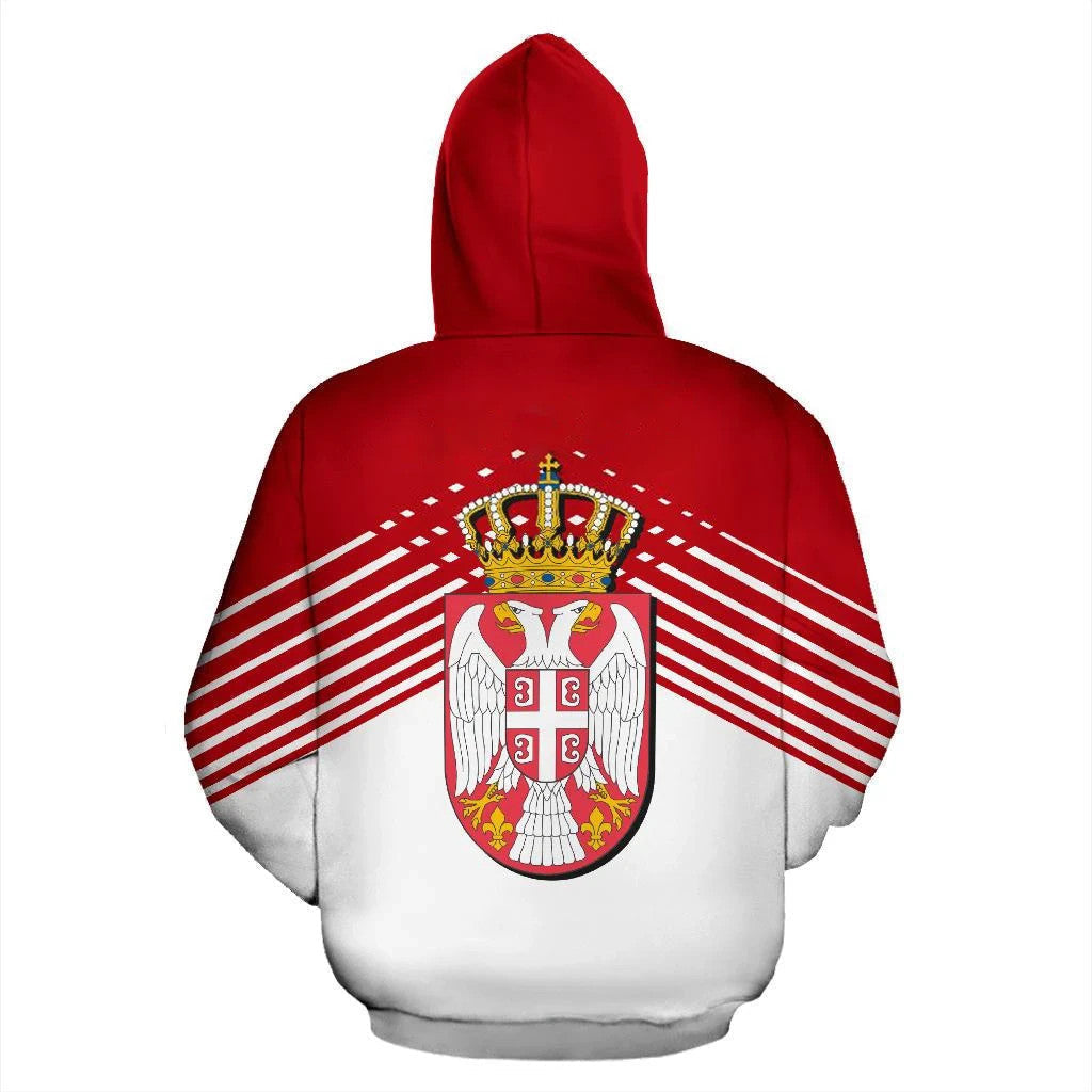 Serbia Sport Flag Hoodie Stripes Style 012 RLT7
