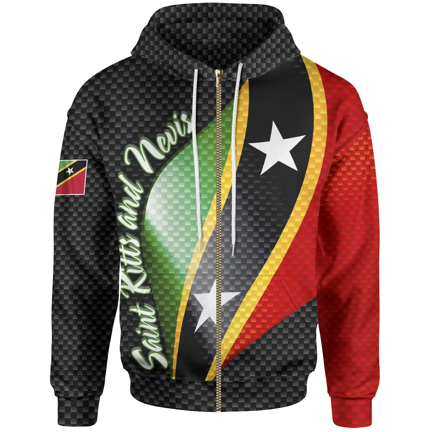 Saint Kitts and Nevis Zip Up Hoodie Saint Kitts and Nevis Flag RLT6