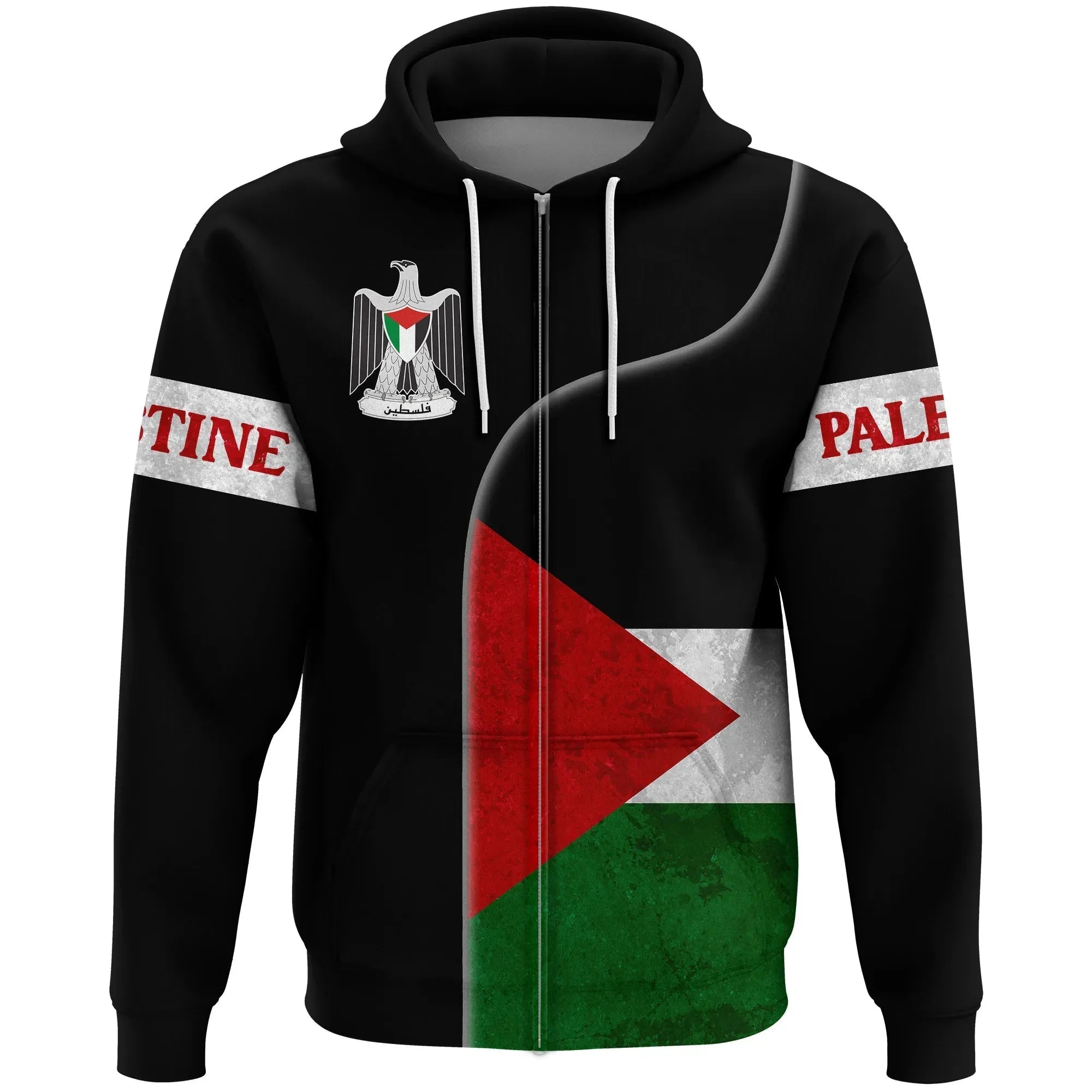 Palestine Flag Zip Hoodie Coat Of Arms RLT13