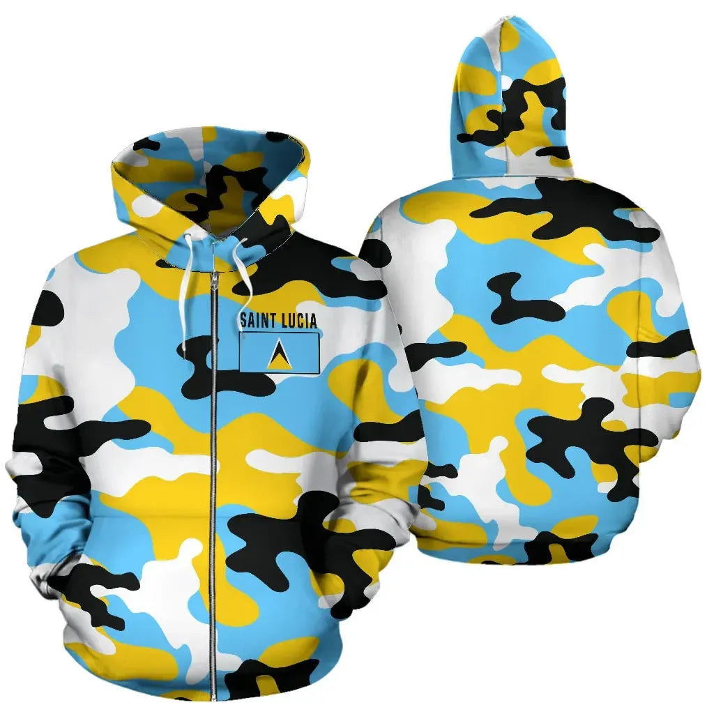 Saint Lucia Zip Up Hoodie Camouflage RLT6