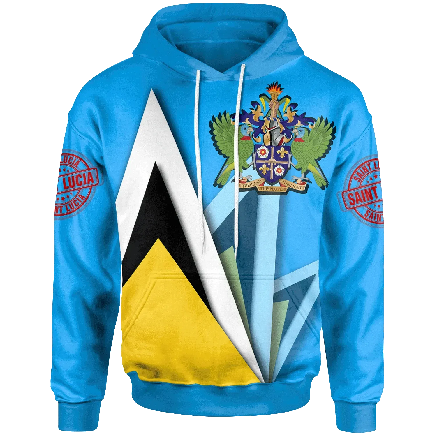 Saint Lucia Hoodie Flag With Coat Of Arms RLT6