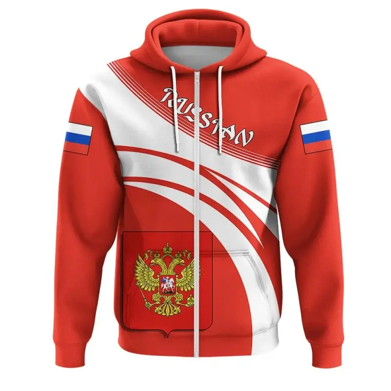 Russian Zip Hoodie Coat Of Arms Cricket Style RLT12