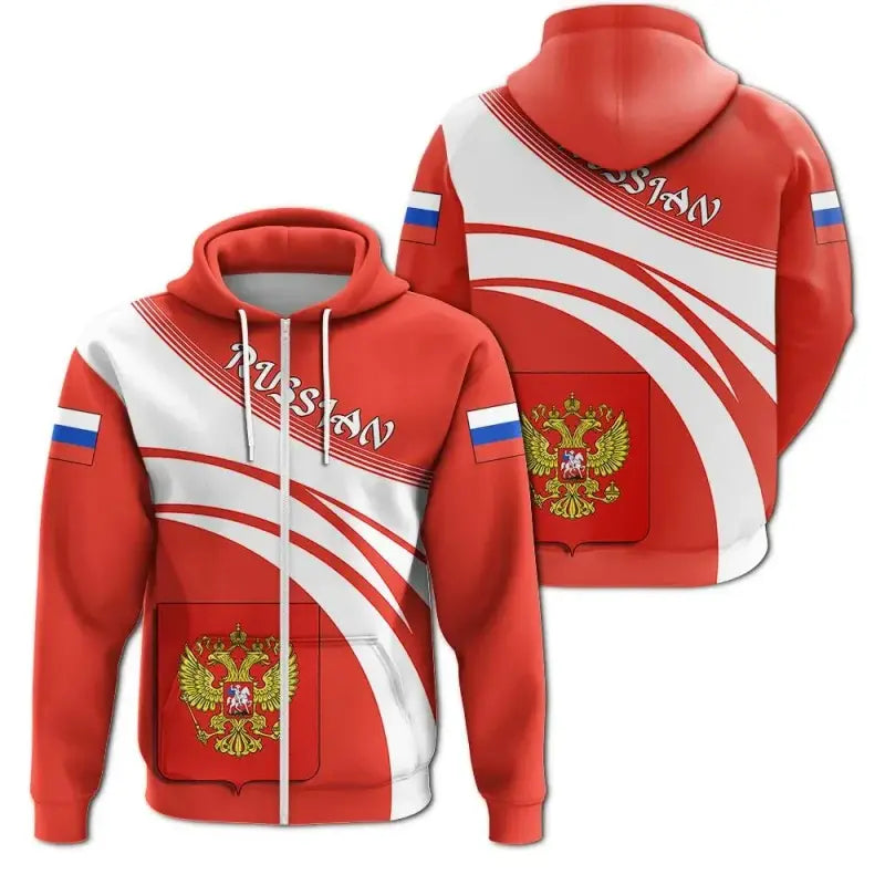 Russian Zip Hoodie Coat Of Arms Cricket Style RLT12