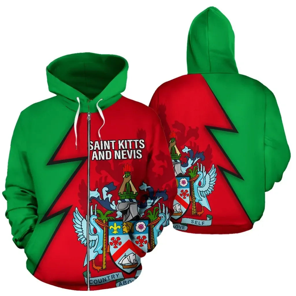 Saint Kitts and Nevis All Over Zip Up Hoodie Flash Style RLT6