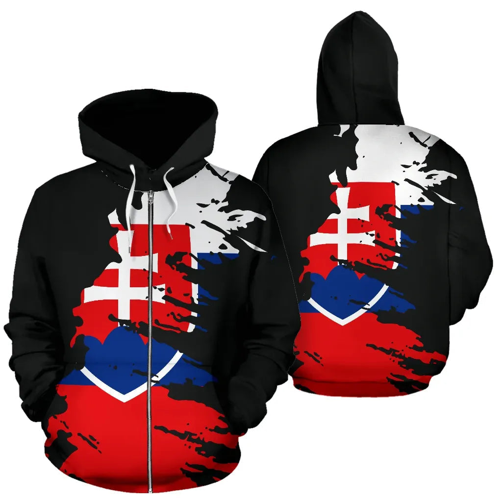 Slovakia Zip Up Hoodie Flag Painting RLT13