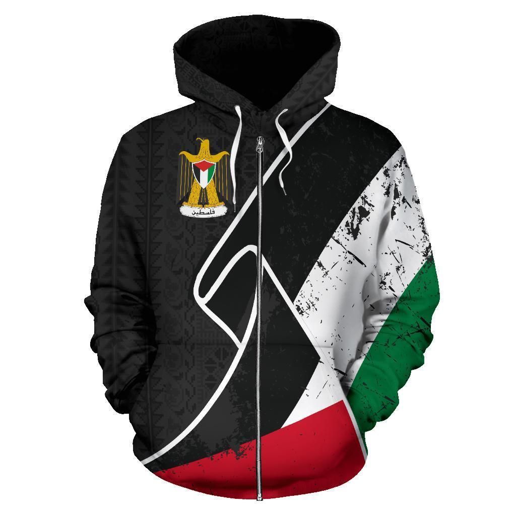 Palestine Hoodie Zip Special Grunge Flag RLT13